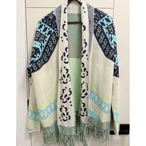 Anthropology Gypsy 05 Global Village Cardigan Fringe Sweater L